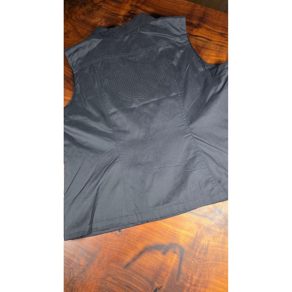 Harley-Davidson Logo Moto Black Biker Vest Premium Streetwear Y2k Utility - Picture 2 of 8